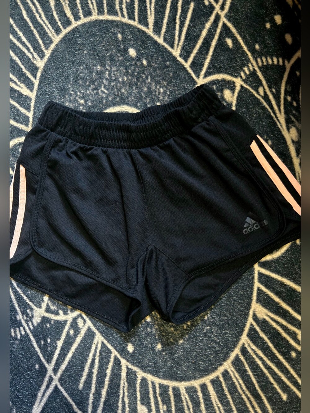 adidas Black Athletic Shorts with Light Pink Side Stripe